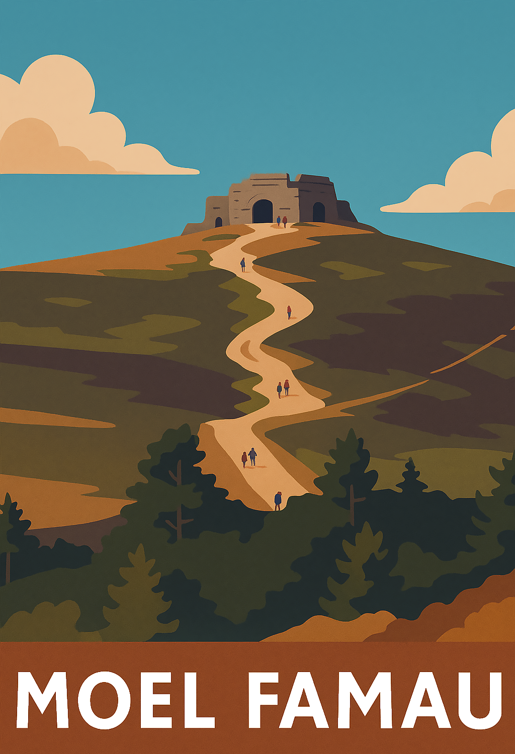 Stylised Moel Famau mountain art print